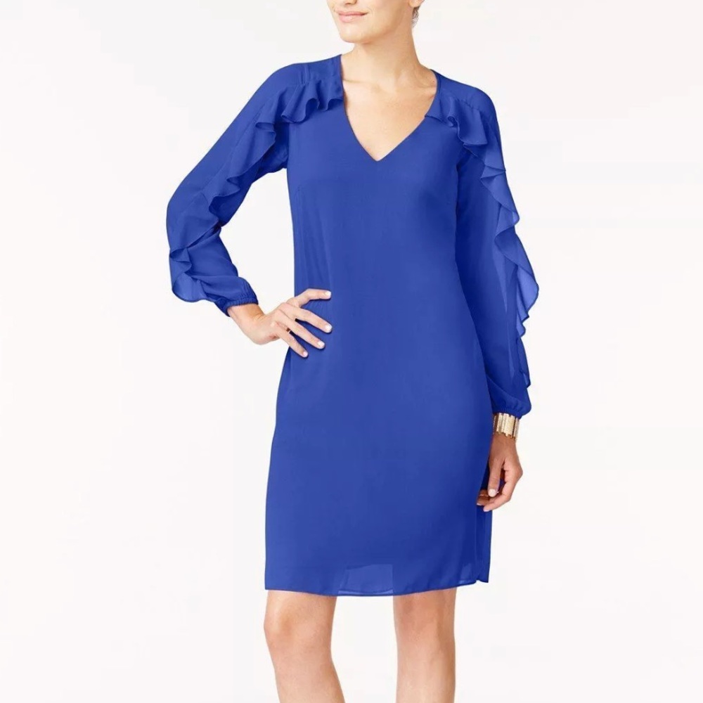 Blue Long-sleeved Thalia Sodi Shift Dress